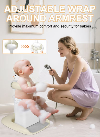 2-in-1 Baby Bath Stand with Stool, Duck Toy & Soft Support | Adjustable & Safe
